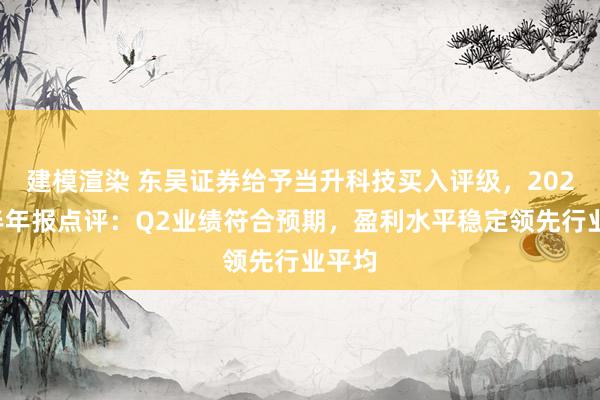 建模渲染 东吴证券给予当升科技买入评级，2024年半年报点评：Q2业绩符合预期，盈利水平稳定领先行业平均